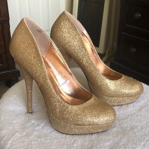 Champagne Glitter Platform Heels
